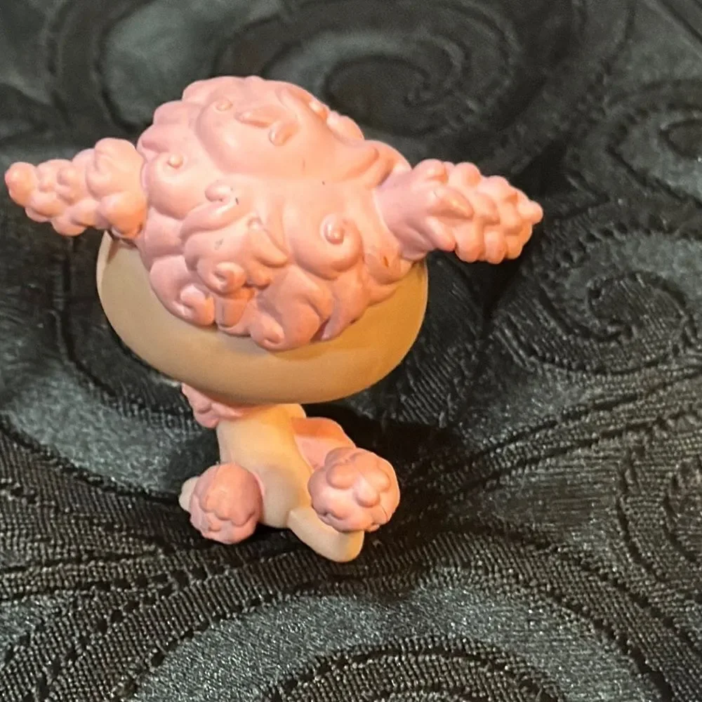 Littlest Pet Shop LPS #402 Pink French Poodle Puppy Dog with Brown Dot Eyes